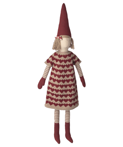 Alternative view of Maileg - Nisse Pige, Str. 5, Strikket Kjole - Rød