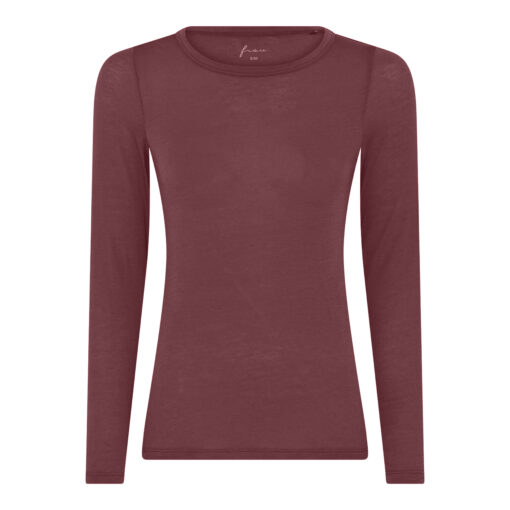 Frau – Lucca Cashmere Is o-neck Top, Red Mahogany - Billede 2