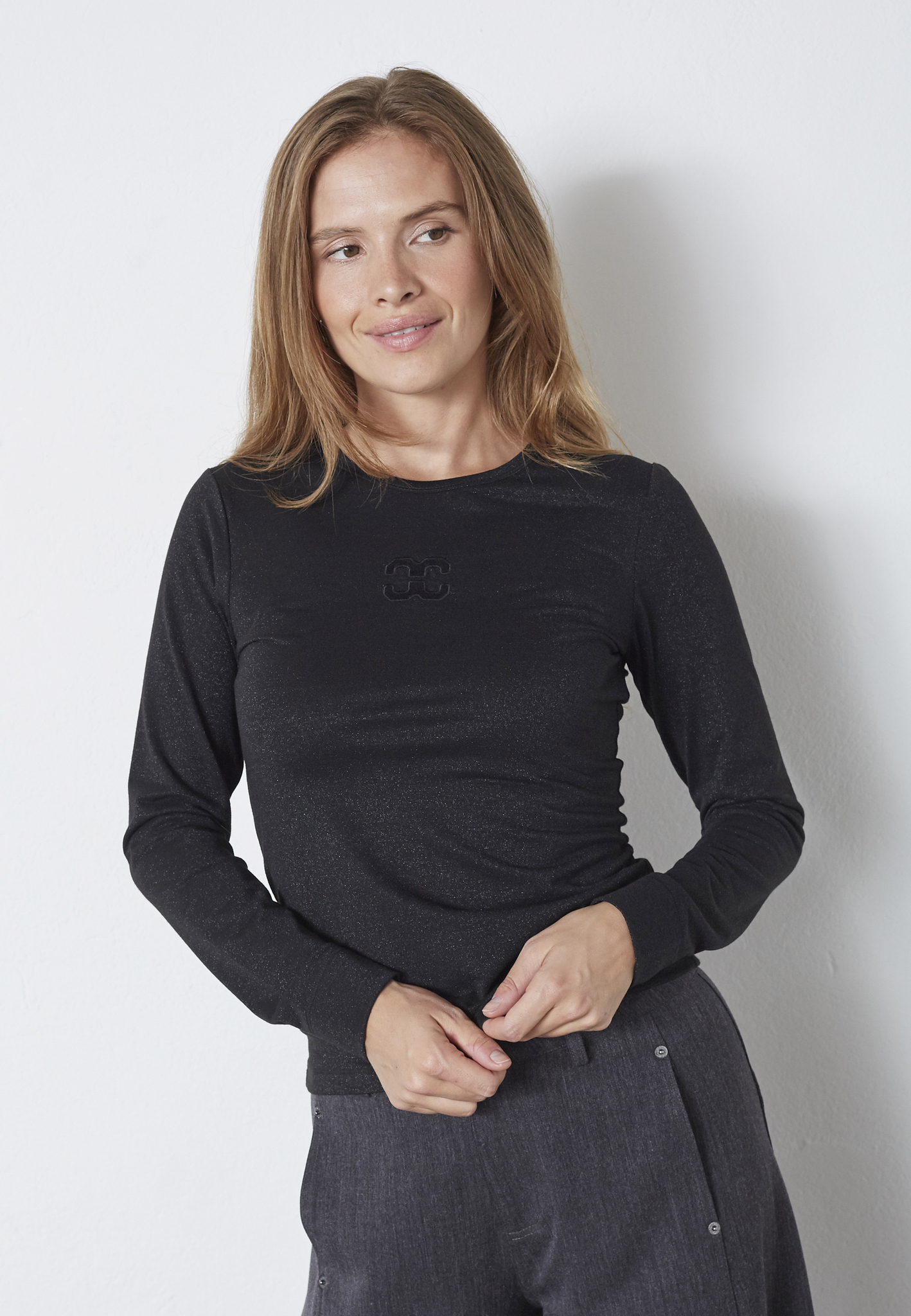 Co'Couture – MannyCC Lurex Emb Tee - Sort - Billede 2