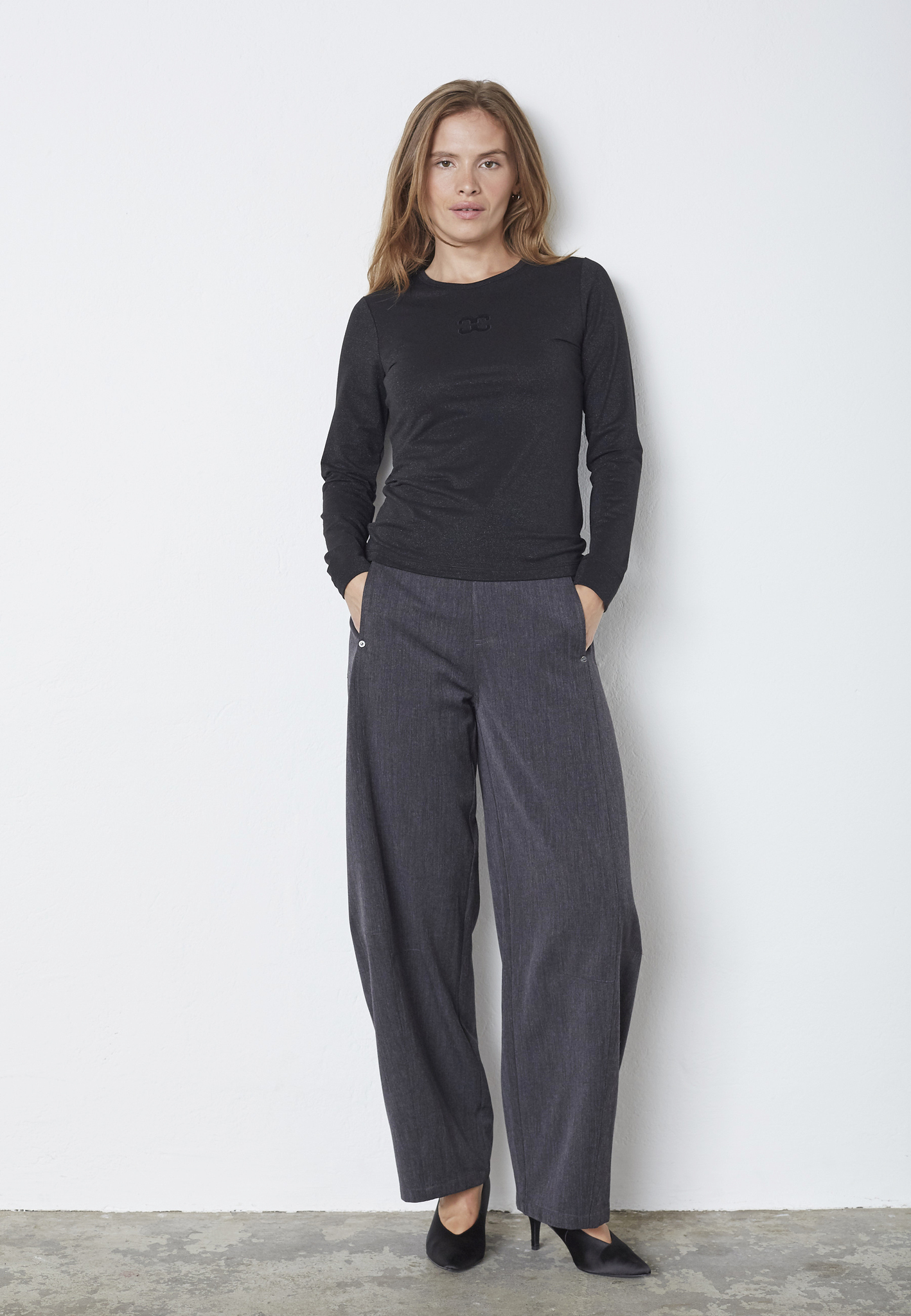 Co'Couture – MannyCC Lurex Emb Tee - Sort - Billede 3