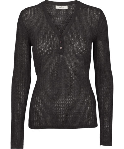 Alternative view of Basic Apparel – Adi LS V-neck T-shirt – Dark Grey Melange