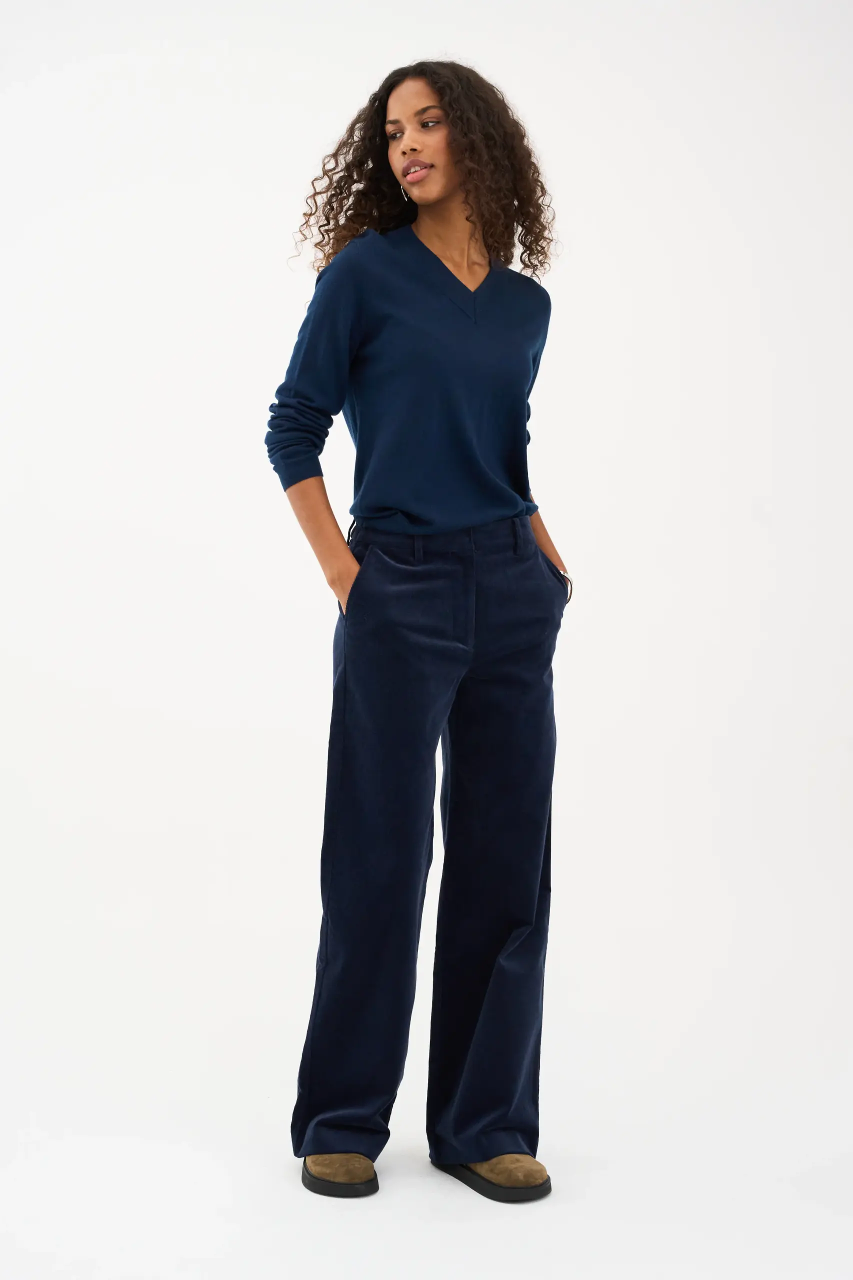 IVY Copenhagen – Alice Wide Cord Pant – Deep Navy Blue - Billede 3