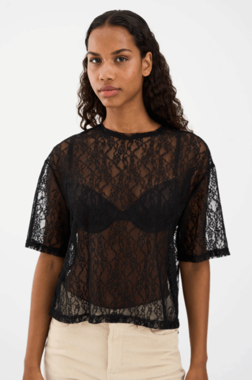 IVY - Lara Lace T-shirt - Sort - Billede 2