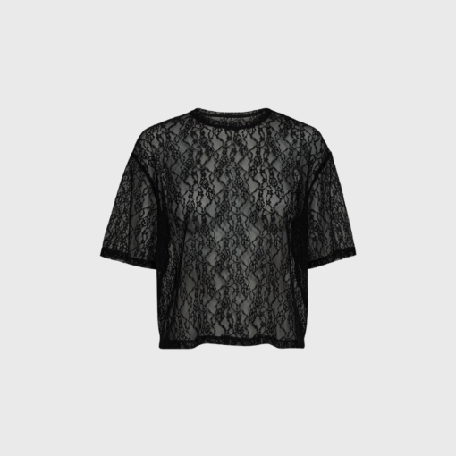 Ivy Copenhagen Lara Lace Tee HL235575 i sort er en elegant blondebluse med moderne pasform og feminint udtryk. Perfekt til både hverdag og fest. Køb hos Merci Give med hurtig levering og fri fragt.