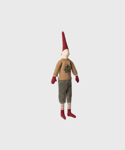 Maileg Pixy Nisse Dreng Str. 3 – Bukser & Strikket Sweater | Klassisk Julepynt