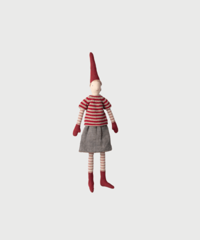 Maileg Pixy Nissepige Str. 3 – Nederdel & Strikket Sweater | Klassisk Julepynt