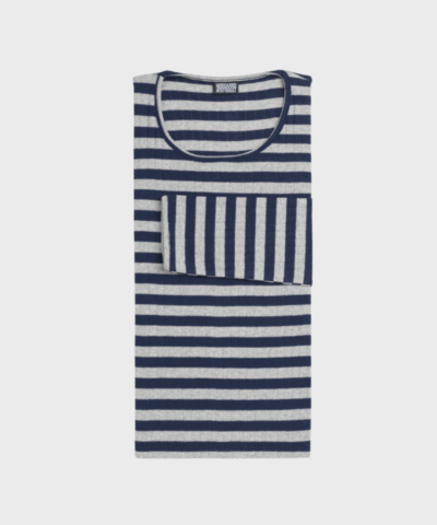 101 Broadway Marine/Grey Melange – Klassisk T-shirt fra Mads Nørgaard