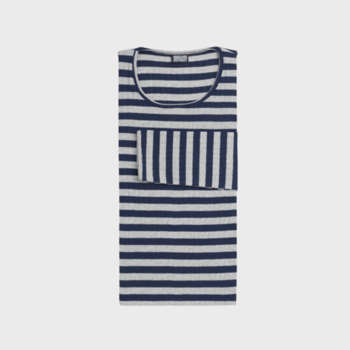 101 Broadway Marine/Grey Melange – Klassisk T-shirt fra Mads Nørgaard