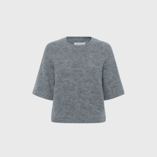 UresaPW PU – Strikket Pullover i Uld og Alpaka | Medium Grey Melange | Merci-Give