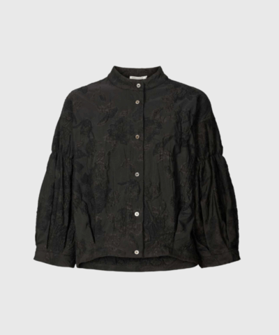 Clipped Jacquard Shirt Jacket – Pirate Black | Rabens Saloner
