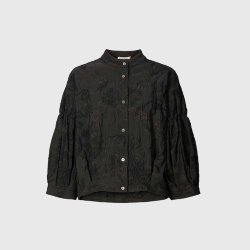 Clipped Jacquard Shirt Jacket – Pirate Black | Rabens Saloner
