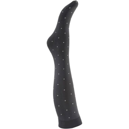 A MOÌ - Agnes Knee High Sock – Dark Grey w. Off White Dot - Billede 3