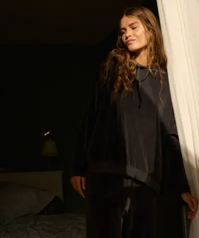Alternative view of Moshi Moshi Mind – Cosmos Hoodie Velvet - Dark Grey