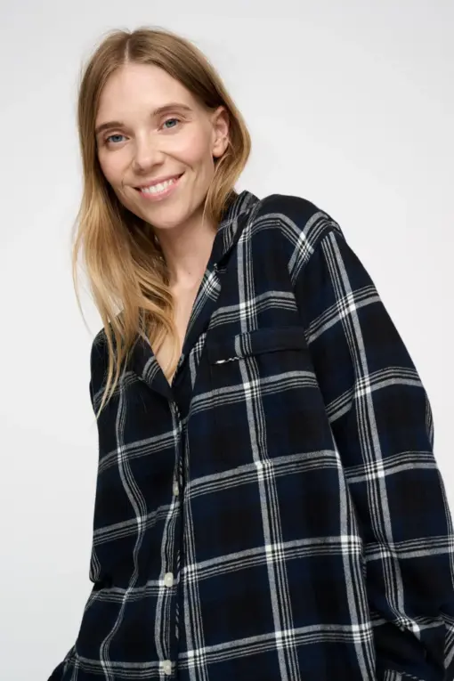 Moshi Moshi Mind – Juno Shirt Check - Dark Navy - Billede 4