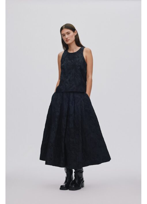 Rabens Saloner - Clipped Jacquard Full Skirt - Sort - Billede 4