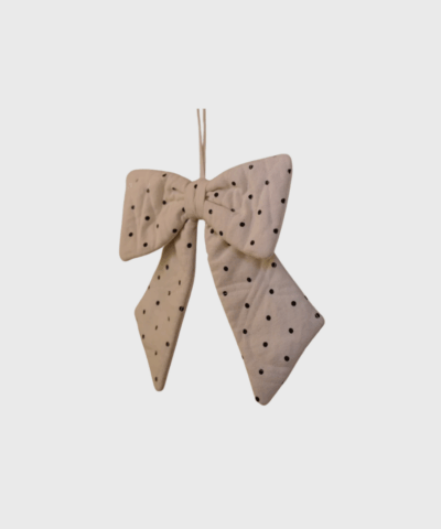 Moshi Moshi Mind Dotted Christmas Bow – Ecru/Black Dots | Merci-Give