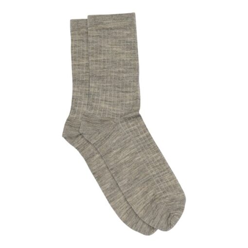 MP Denmark – Wool Rib Strømper – Lys Brun Melange - Billede 2