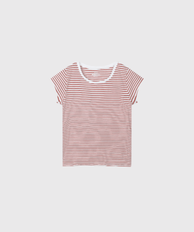 Mads Nørgaard Teasy Tee – Brilliant White/Winery | Stribet T-shirt | Merci-Give