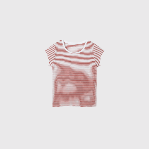 Mads Nørgaard Teasy Tee – Brilliant White/Winery | Stribet T-shirt | Merci-Give