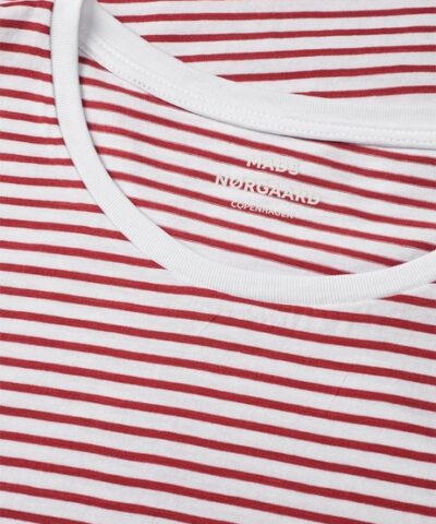 Alternative view of Nørgaard Paa Strøget – Fine Jersey Stripe Teasy Tee – Bordeaux/Hvid