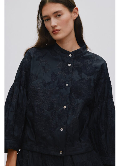 Rabens Saloner – Clipped Jacquard Shirt Jacket – Sort - Billede 2