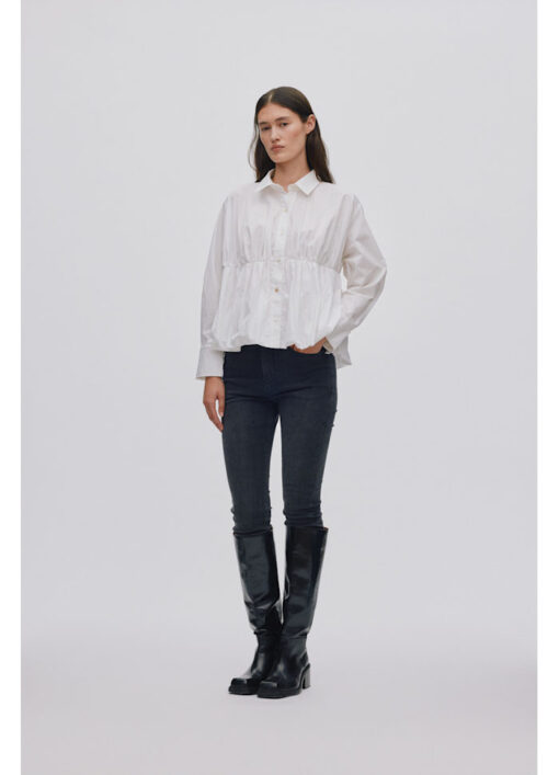 Rabens Saloner - Poplin Puffed Hem Shirt - Hvid - Billede 4