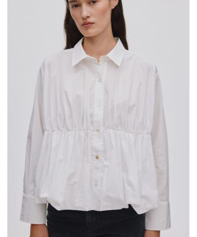 Alternative view of Rabens Saloner - Poplin Puffed Hem Shirt - Hvid