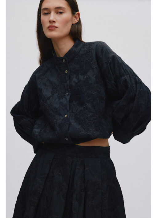 Rabens Saloner – Clipped Jacquard Shirt Jacket – Sort - Billede 3