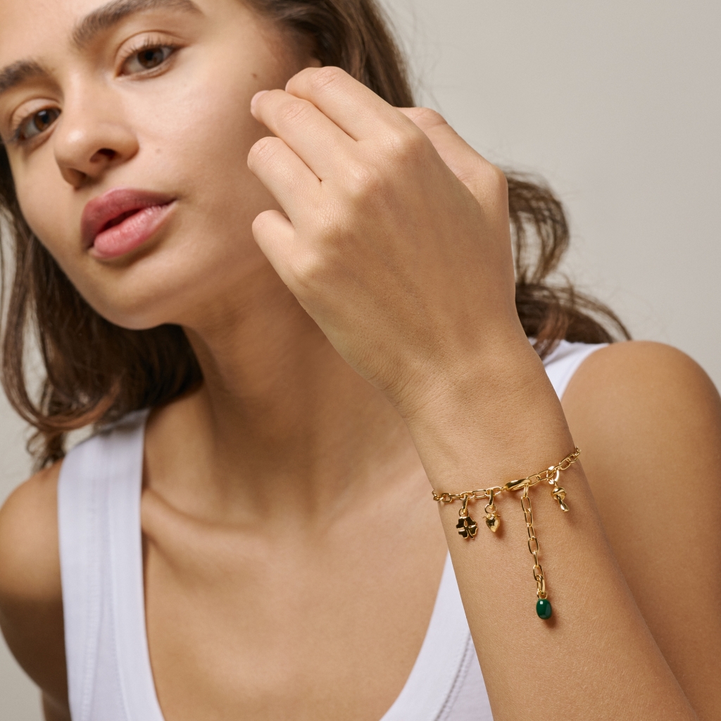 Enamel – Medium Charm Armbånd – Forgyldt - Billede 2