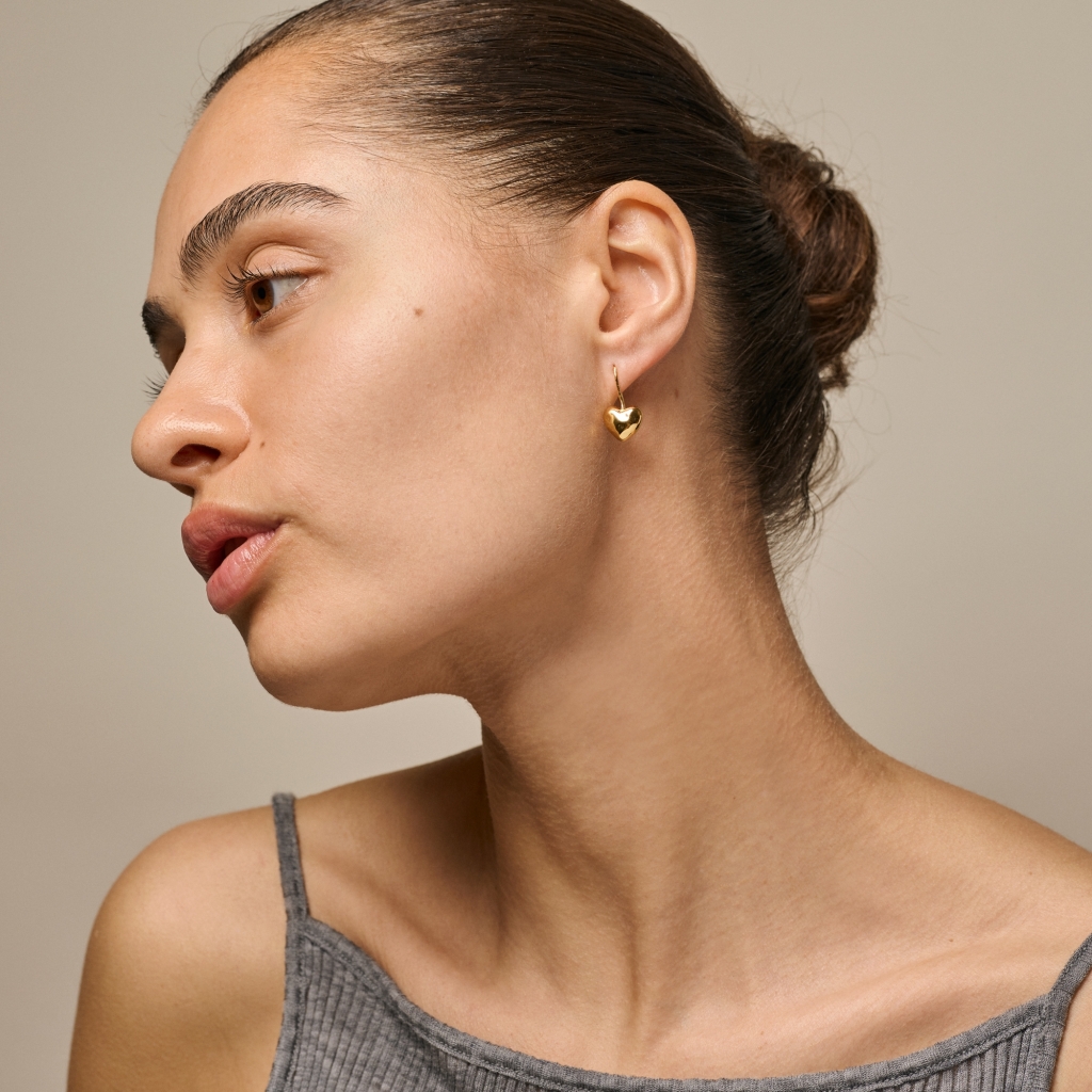 Enamel – Poma Drop Heart Øreringe – Forgyldt - Billede 2