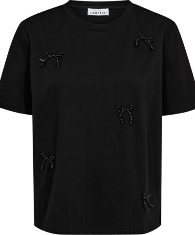 Alternative view of Haute L’Amitié – Pearl Bow Tee – Black
