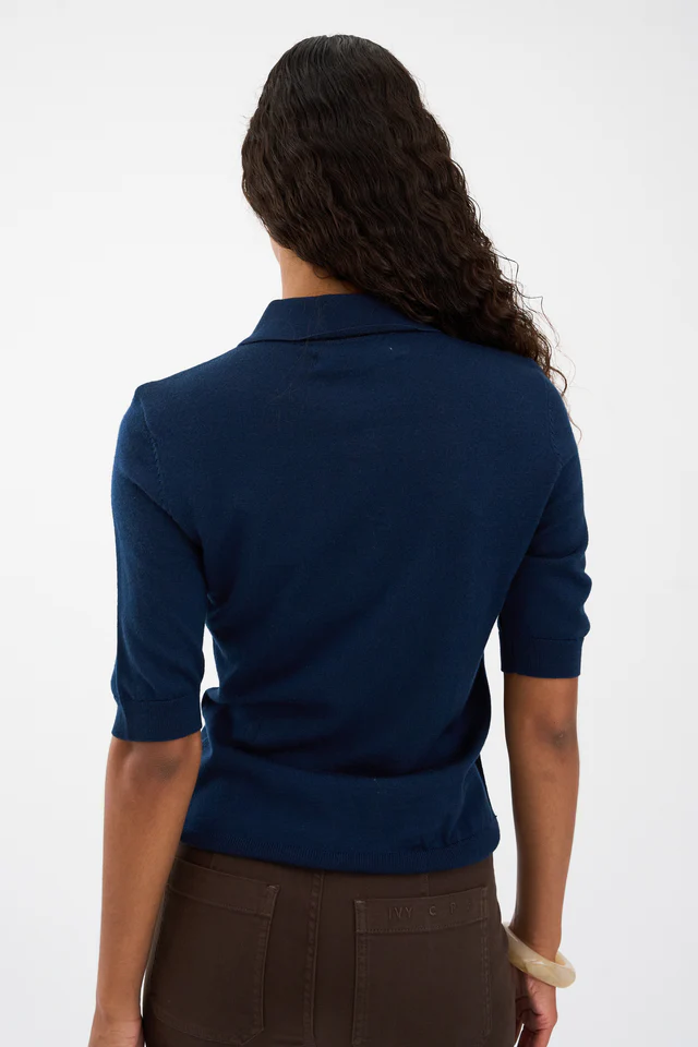 IVY Copenhagen – Essex SS Polo Knit – Deep Navy Blue - Billede 3