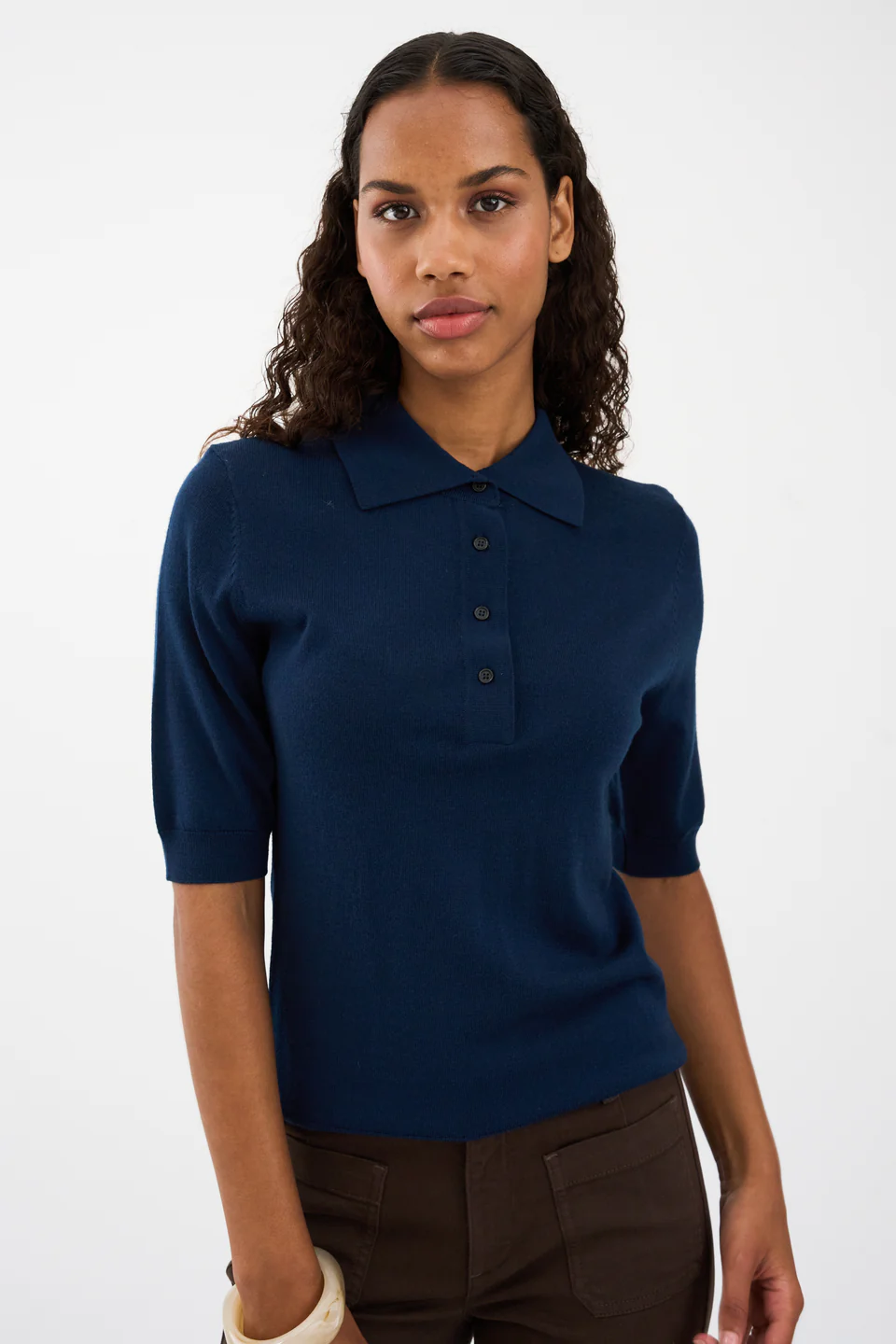 IVY Copenhagen – Essex SS Polo Knit – Deep Navy Blue - Billede 2