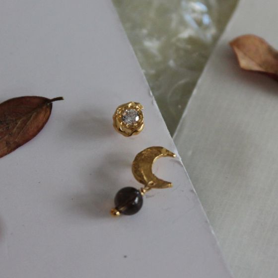 Stine A - Petit Claire de Lune Earring, Mocha - Forgyldt - Billede 3