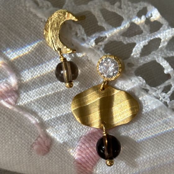 Stine A - Petit Claire de Lune Earring, Mocha - Forgyldt - Billede 4