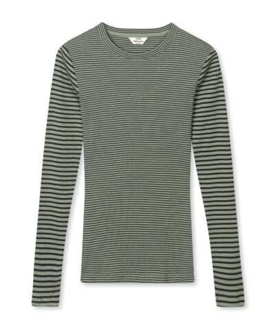 Alternative view of Mads Nørgaard – Cotton Stripe Tuba Tee LS – Sea Spray/Black