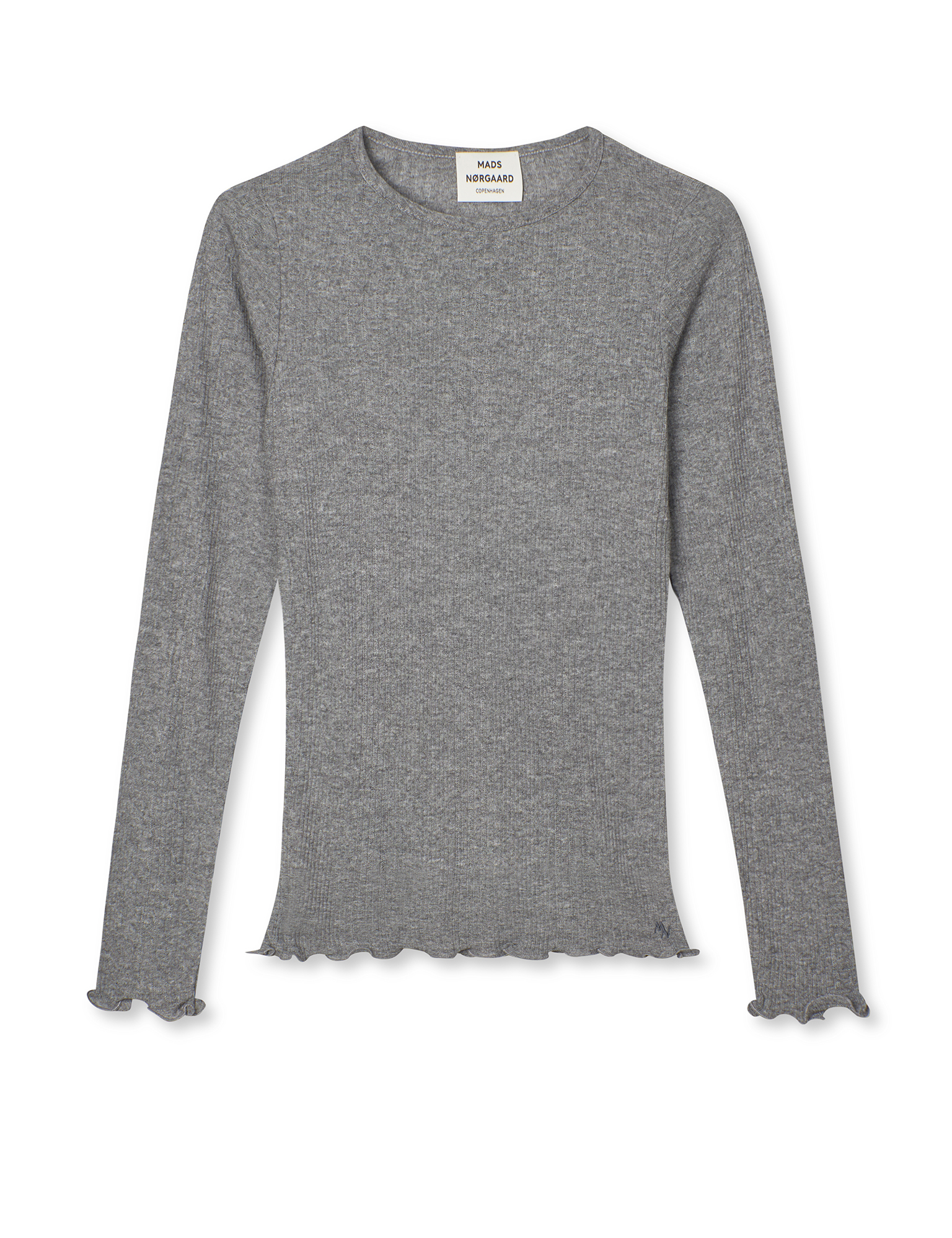 Mads Nørgaard - Point Wool Poline Tee LS - Gråmelange - Billede 2