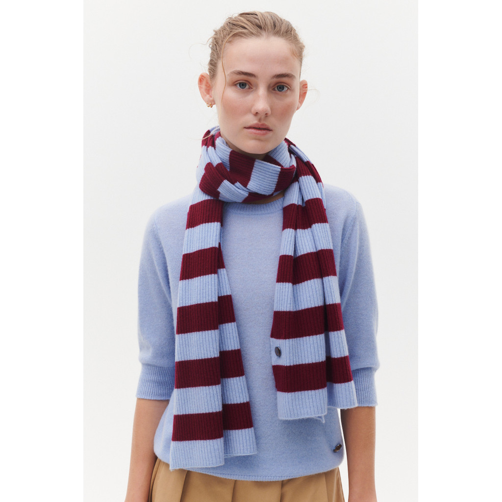 Beta Studios – Madeleine Striped Scarf - Blue/Pomegranate - Billede 2