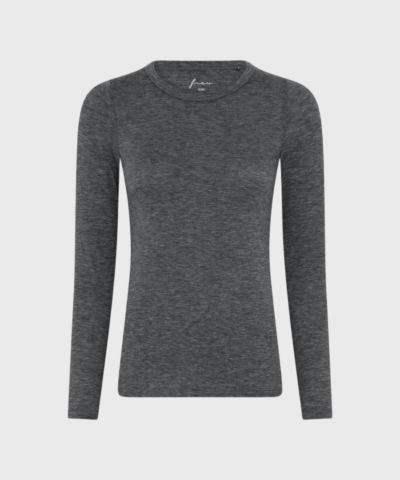 Frau Lucca Cashmere Top – Dark Grey Melange | Luksuriøs med cashmere i den lækre basic bluse