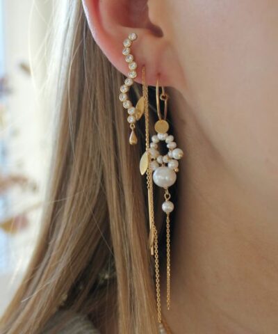 Alternative view of Stine A – Three Leaves Earring Piece – Forgyldt