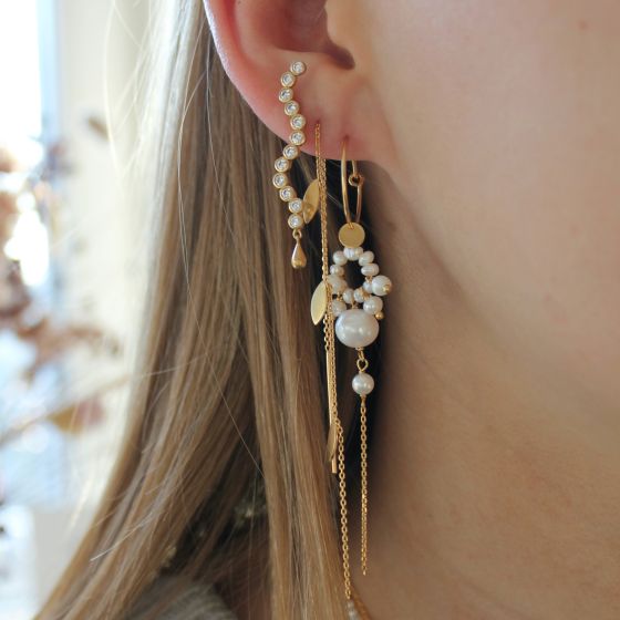 Stine A – Three Leaves Earring Piece – Forgyldt - Billede 2