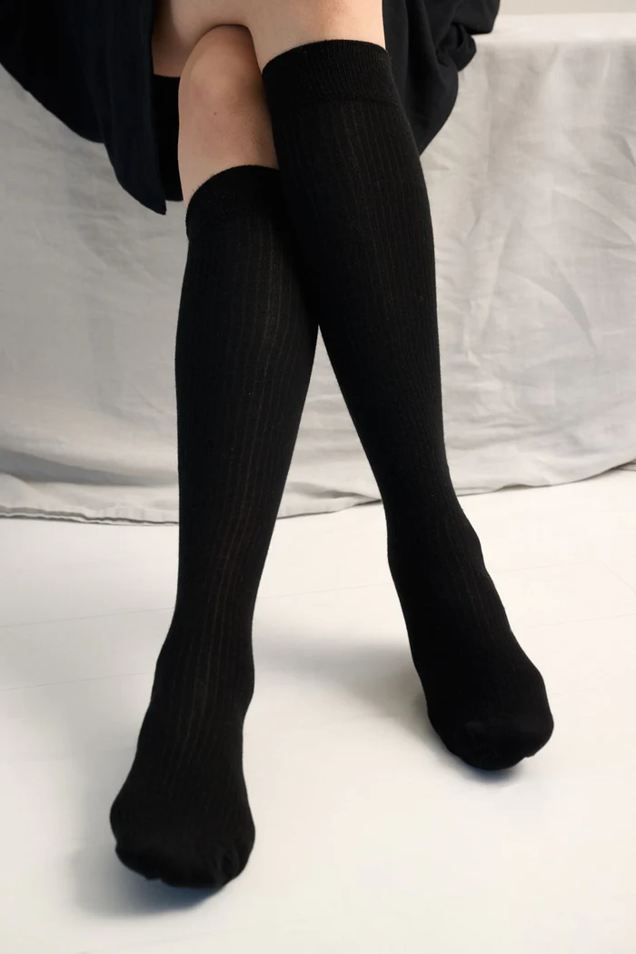 Moshi Moshi Mind – Knee Rib Socks – Sort - Billede 2