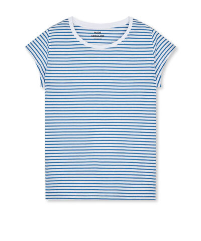 Alternative view of Mads Nørgaard - Fine Jersey Stripe, Teasy Tee FAV – Brilliant White/Bright Cobalt