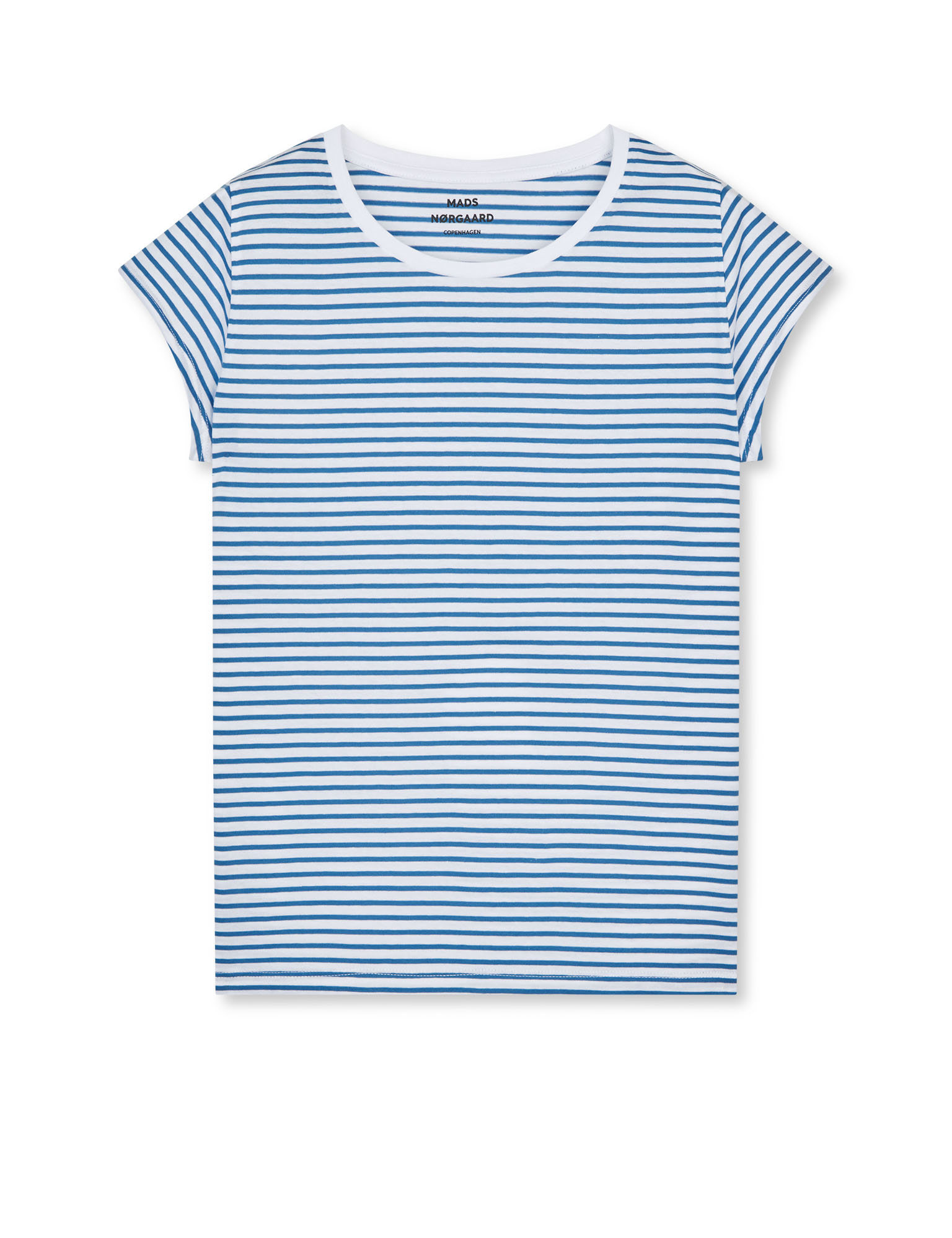 Mads Nørgaard - Fine Jersey Stripe, Teasy Tee FAV – Brilliant White/Bright Cobalt - Billede 2