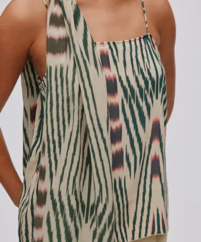 Alternative view of Rabens Saloner – Tatiana Ikat Tie Scarf – Forest Pink Sand