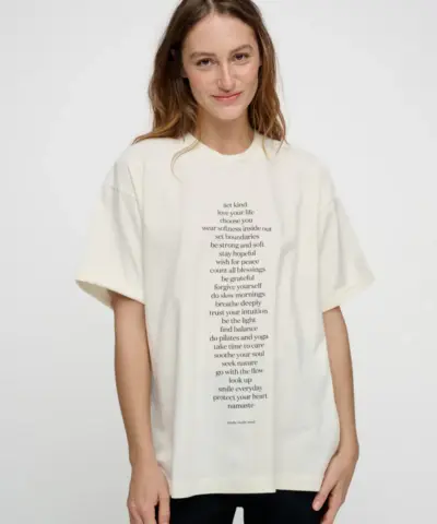 Alternative view of Moshi Moshi Mind – 25 Together Tee – Ecru/Moonless Night