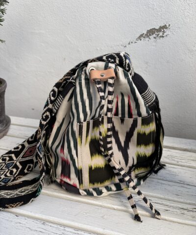 Alternative view of Rabens Saloner – Sumaya Ikat Round Bag – Forest Pink Sand & Citrus Combo