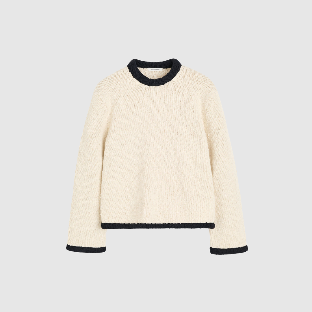 By Malene Birger Siena Sweater – Black White | Luksuriøs uldbouclé strik