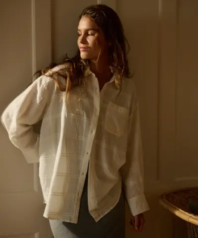 Alternative view of Moshi Moshi Mind – Avalon Shirt Dobby Check – Off White