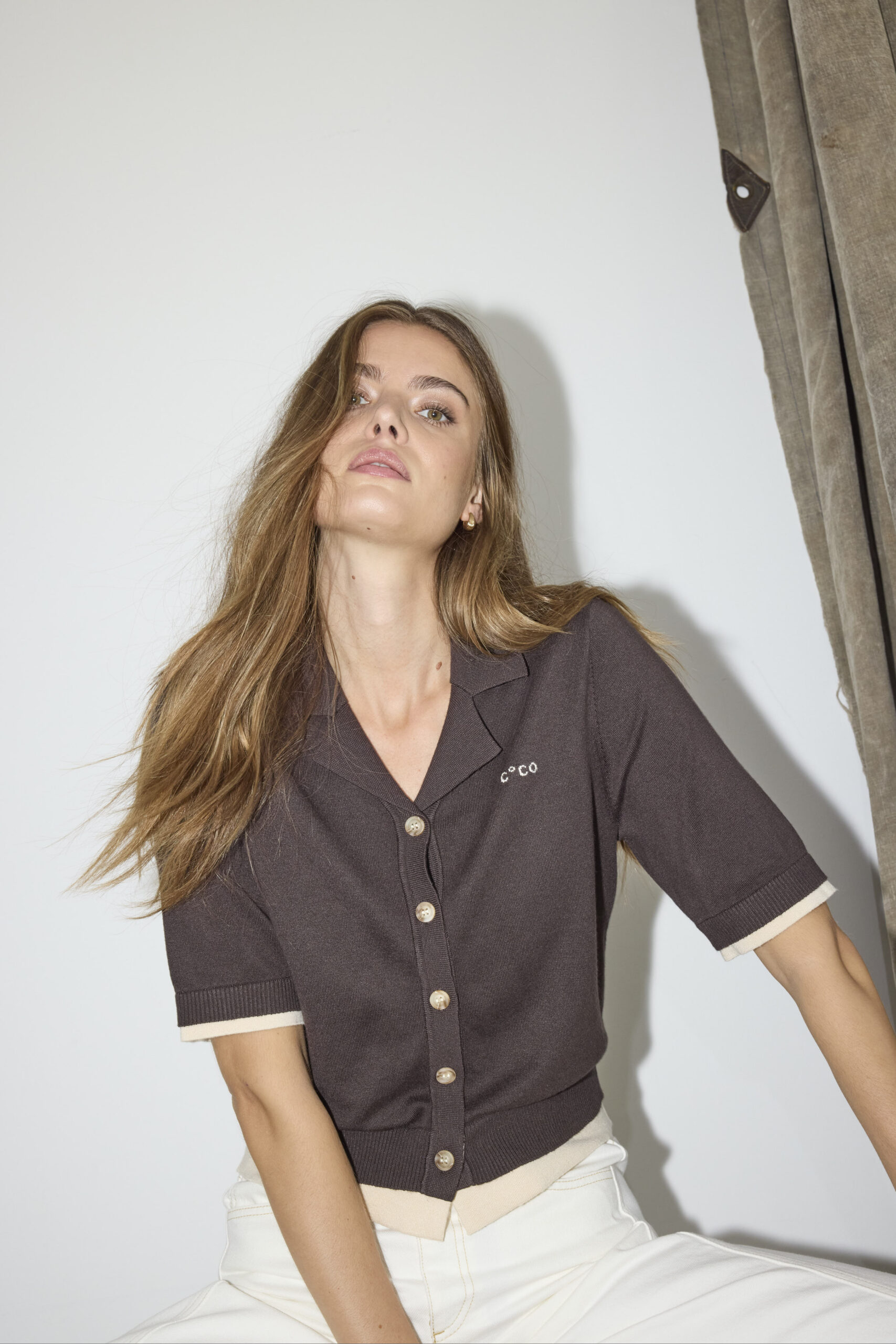 Co’Couture – LueCC Crop Cardigan – Dark Brown - Billede 2